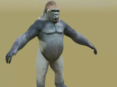 Gorilla low poly with mouth and eye 3D model Low-poly 3D model