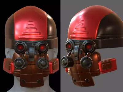 Gas mask helmet 3d model scifi Low-poly PBR Low-poly 3D model