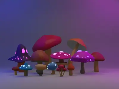 Mushroom light Low-poly 3D model
