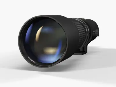 Bower 500mm f 8-0 Manual Focus Telephoto T-Mount Lens Low-poly 3D model