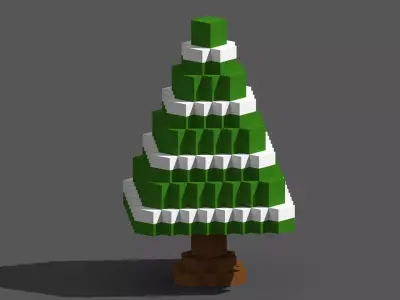 Xmas Tree Voxel - 4 Low-poly 3D model