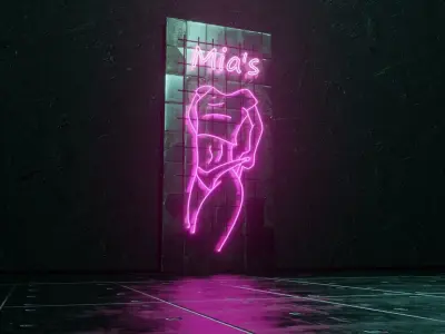 Woman Neon Sign Low-poly 3D model