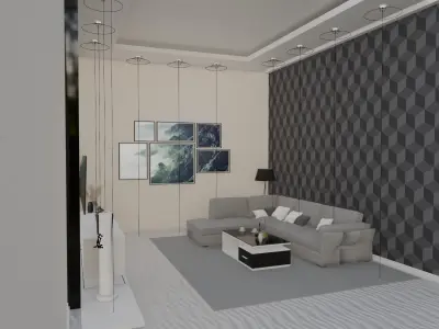 3D Modern Living Room Free 3D model