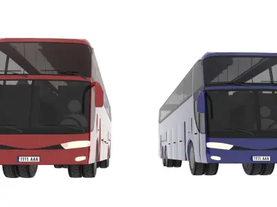 TRAVEL BUS PACK Low-poly 3D model