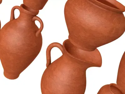 Artisan clay vases collection 3D model