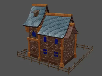 stylized medieval house Low-poly 3D model purchase