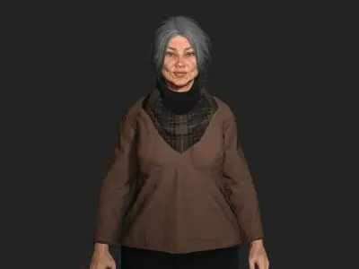 AAA 3D REALISTIC CHARACTER - EUROPEAN OLD WOMAN  OLD PEOPLE Low-poly 3D model