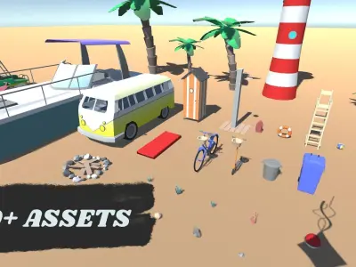 Beach Pack  Low-poly 3D model