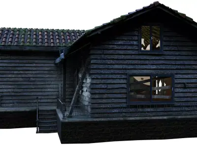 old abandoned video game ready house Low-poly 3D model