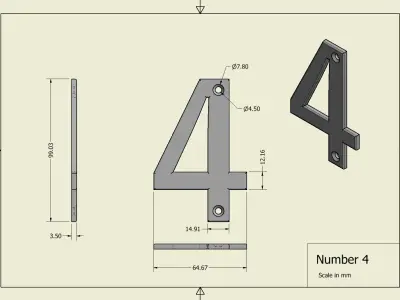 Number 4 3D print model