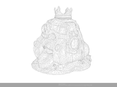 Stylized  Ancient Stone King - Fantasy Statue - AI Low-poly 3D model