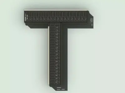 Concrete Trench Drain T Junction V150 with Slotted Grate 3D model