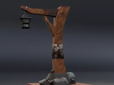 Old street lamp 3D model Low-poly 3D model