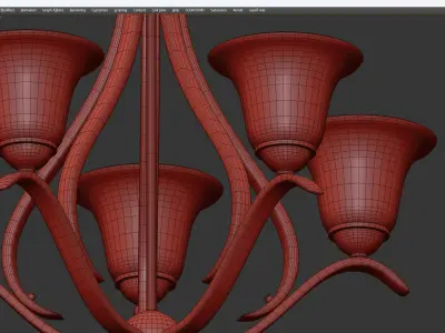 DOVER CHANDELIER WITH SHADES Low-poly 3D model