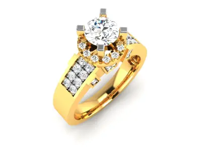 Solitaire Wedding Engagement Ring 3D print model 12