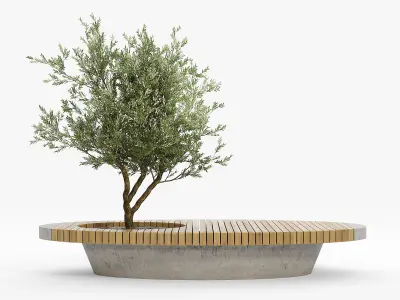 Bench flowerbed 3D model