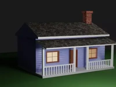 Wood House Basic - Casa de Madeira Low-poly 3D model