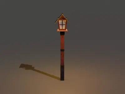 Japanese street lamp Low-poly 3D model