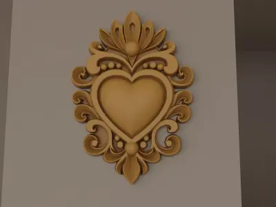 Ornate Heart Wall Decor STL 3D Print Model 3D print model