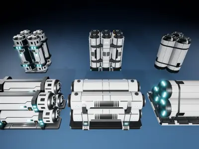 Sci-Fi Cargo and Warehouse props Low-poly 3D model