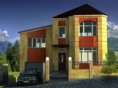 Residential quarter 3D model