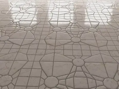 Butterfly tiled floor with geometric patterns 3D model