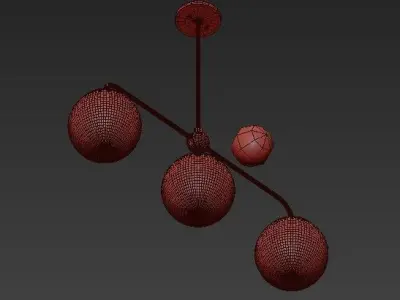 Paige 3 Light Aged Brass Island Pendant with Opal Matte  3D model