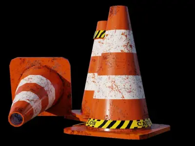 Lowpoly Traffic Cones Low-poly 3D model