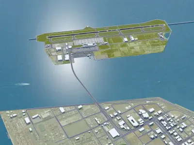 Kobe Airport 10km Low-poly 3D model
