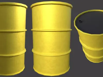 Barrel Yellow Low-poly 3D model