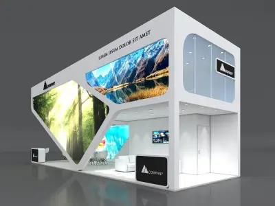 Exhibition Booth Stand Stall 12x4m Height 500 cm 3 Side Open 3D model