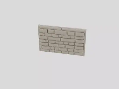 Fantasy Stone City Wall Segment for 3D print Low-poly 3D model
