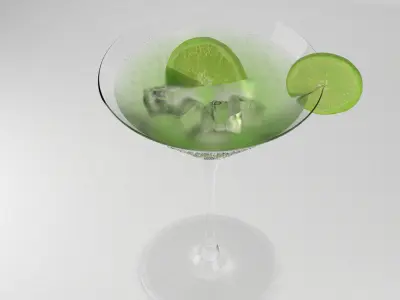 Cocktail 2 martini with lime wedges 3D model