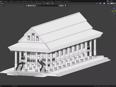 Traditional Houses - Rumah Dulohupa Low-poly 3D model