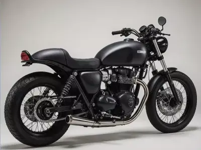 Matte Black Classic Cafe Racer Motorcycle Low-poly 3D model