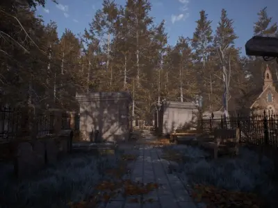 Graveyard Cemetery Low-poly 3D model