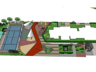 Modern Recreational Park Design   SketchUp 3D Model 3D model