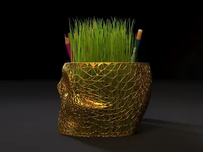 Skull planter organizer 3D print model