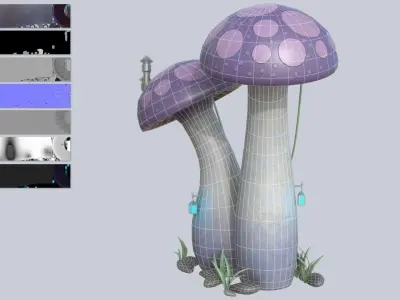 Mushroom house Low-poly 3D model