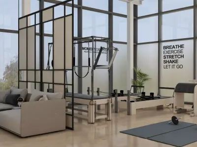 Modern Pilates Studio Interior Scene 3d Model 3D model