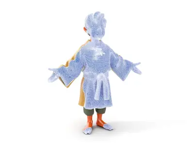 Elderly Villager Character Rigged and Animated Low-poly 3D model