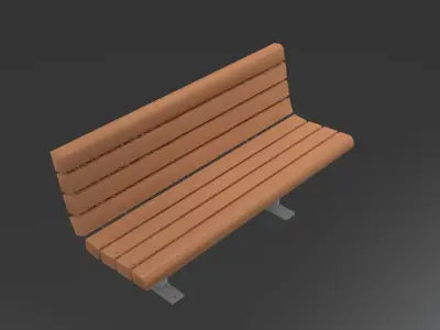 Park bench for landscape or architectural scene Low-poly 3D model