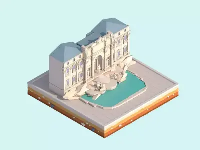 Cartoon Low Poly Trevi Fountain Low-poly 3D model