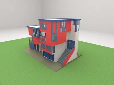 LOW POLY MANSION modern house 3D model