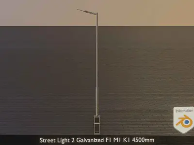 Street Light 2 Galvanized F1 M1 K1 4500mm Low-poly 3D model
