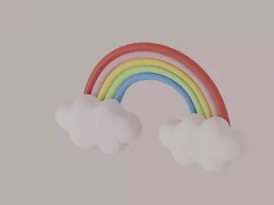 Cloud Rainbow Low-poly 3D model