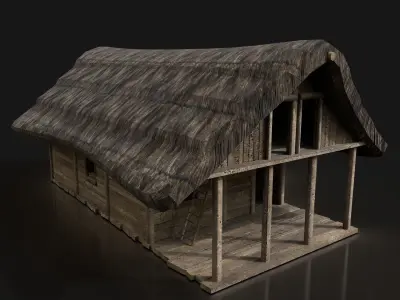 Next Gen AAA FANTASY MEDIEVAL WOODEN SIMPLE THATCHED HUT Low-poly 3D model