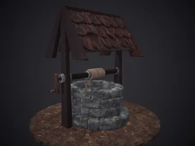 Low Poly Well model water Free low-poly 3D model