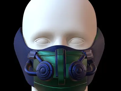 Gas mask helmet 3d model scifi Low-poly  Low-poly 3D model