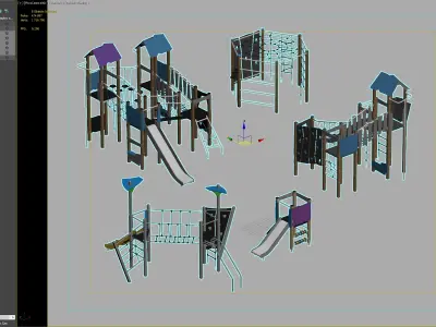 Modern Adventure Playground Structures 3D model